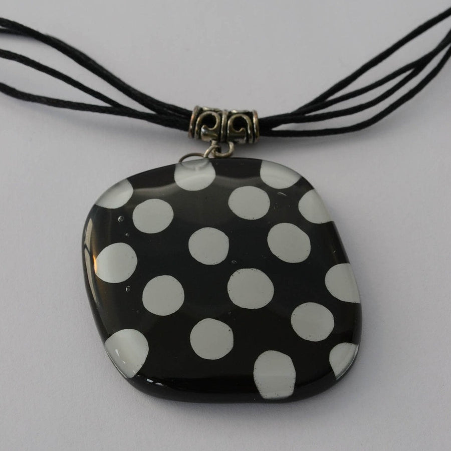 Black & White Polka Dot - Glass Necklace