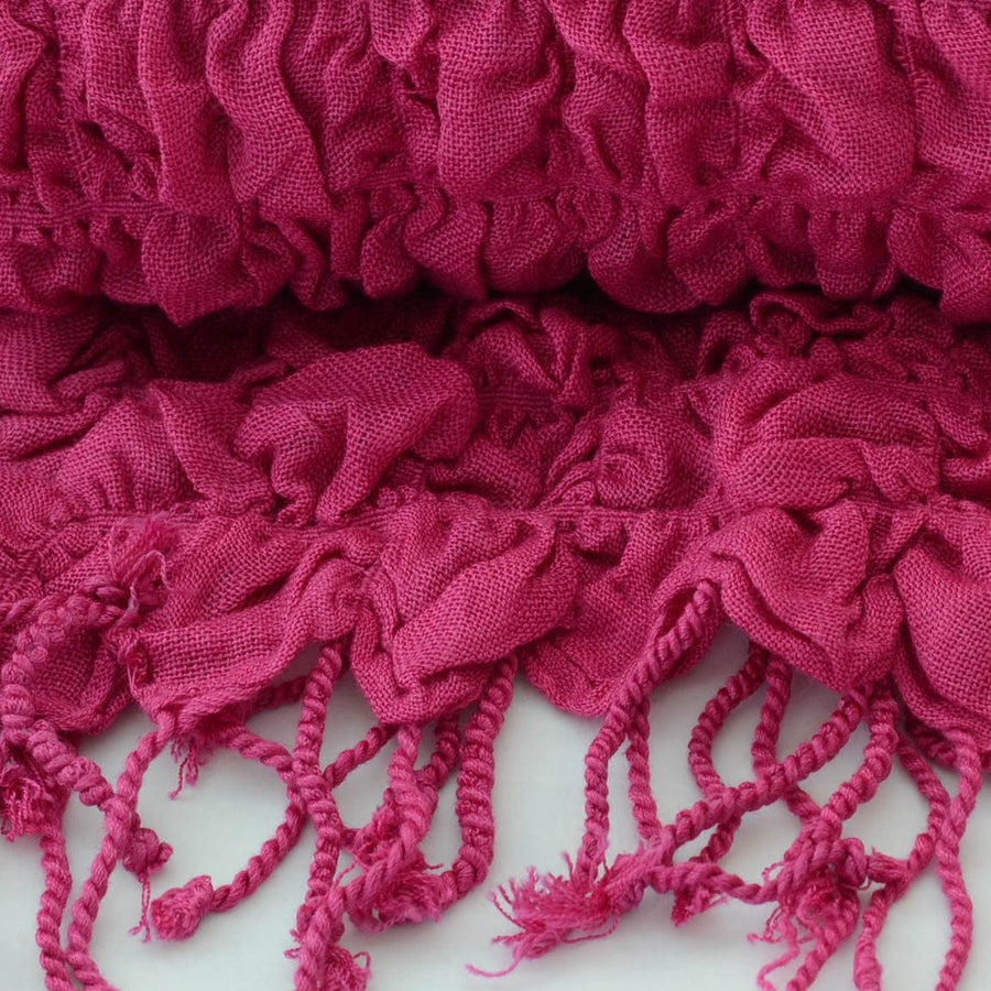 Bright Pink Rouched Scarf