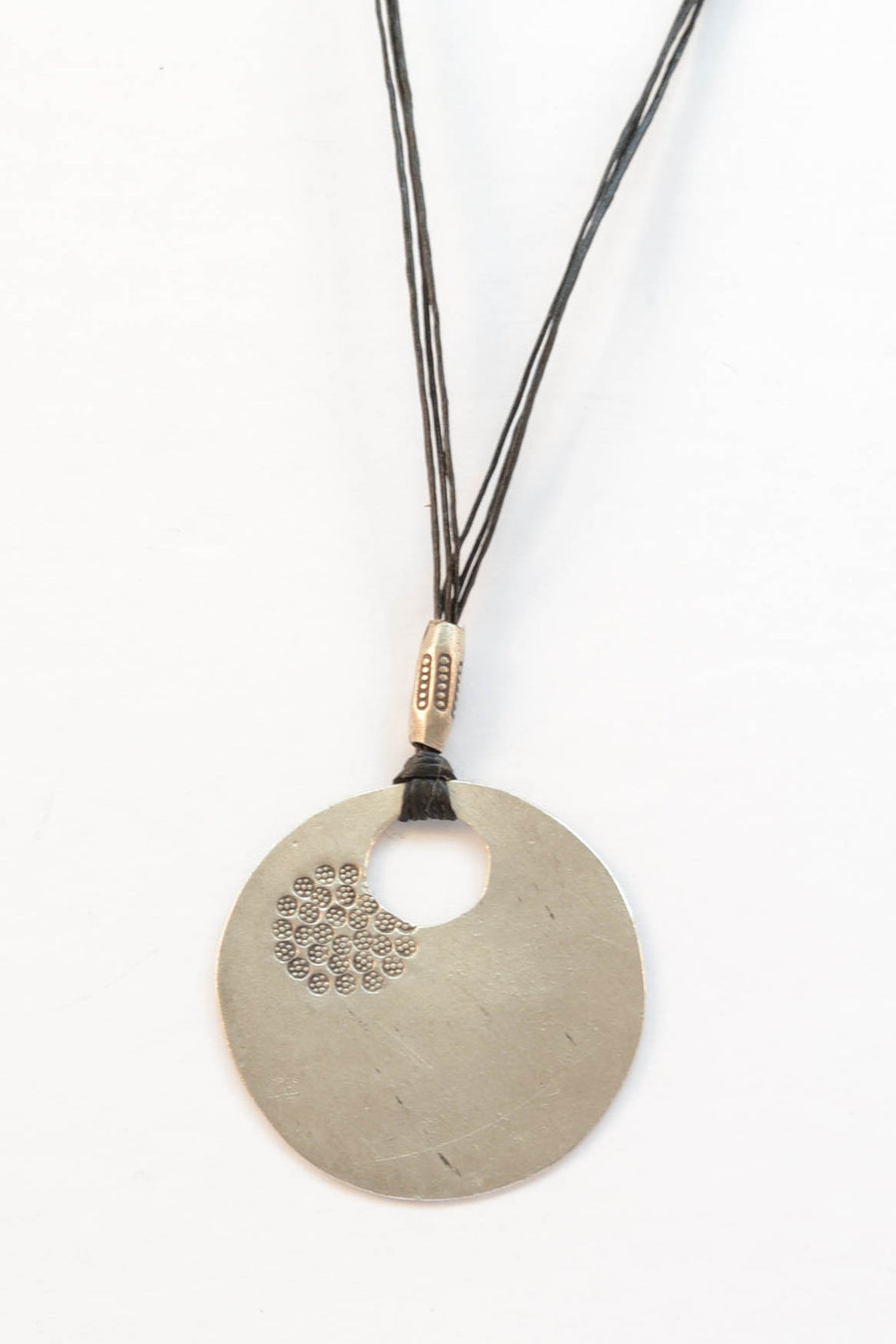 Rustic Floral Stamped Necklace - Sterling Silver