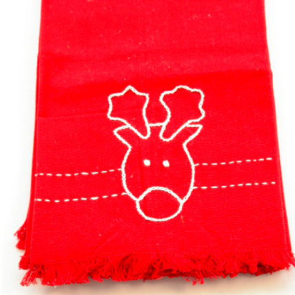 Hand Embroidered Reindeer Towel